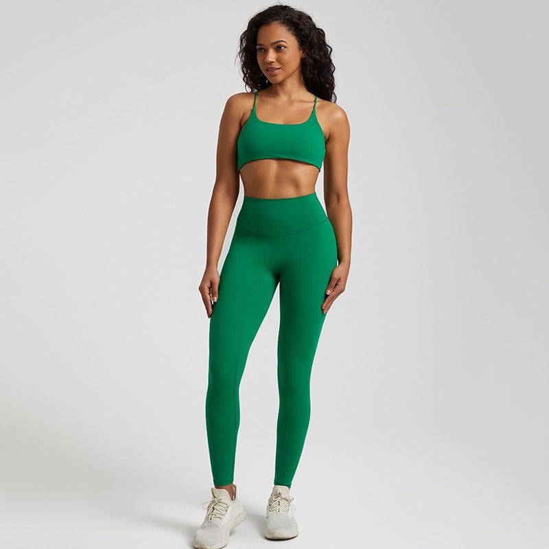 Vêtements de yoga nus européens et américains pour femmes, lifting des fesses, combinaison de course respirante et moulante, vêtements de sport et de fitness du dos