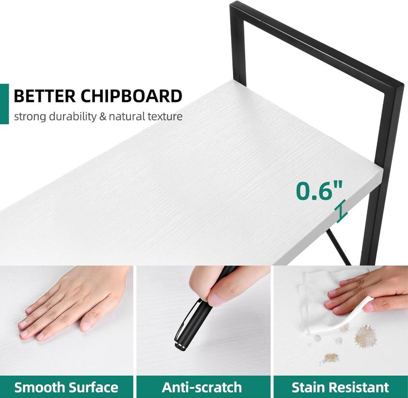 Bibliothèque à 5 niveaux, étagère à livres autoportante blanche, moderne et minimaliste, étagère de rangement ouverte, étagère sur pied, blanche