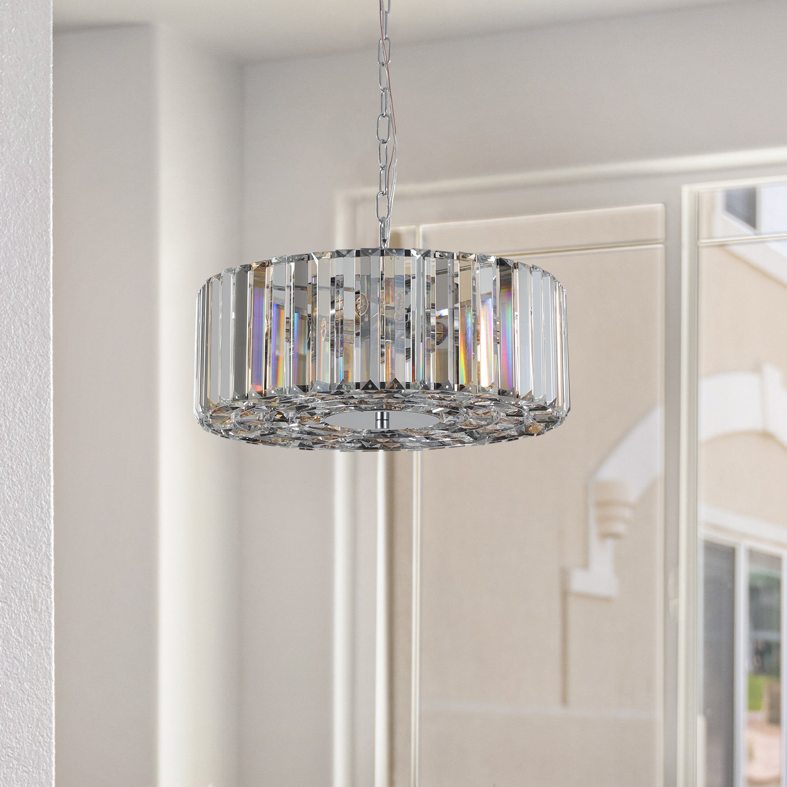 Lustre en cristal moderne pour salon, lampe ronde en cristal, luminaire décoratif de luxe pour la maison