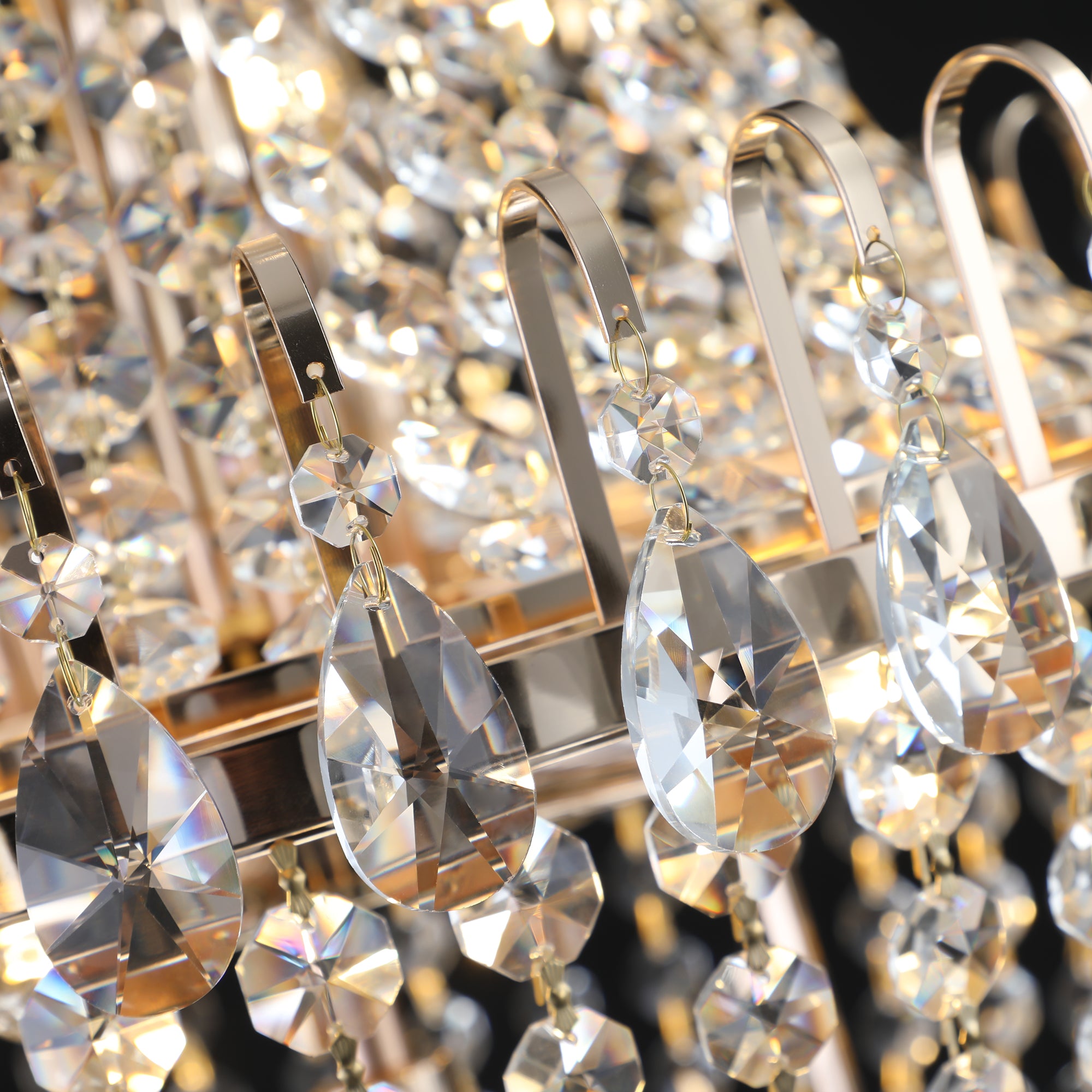 Suspension en cristal doré, grand éclairage de plafond de luxe moderne (sans ampoules)