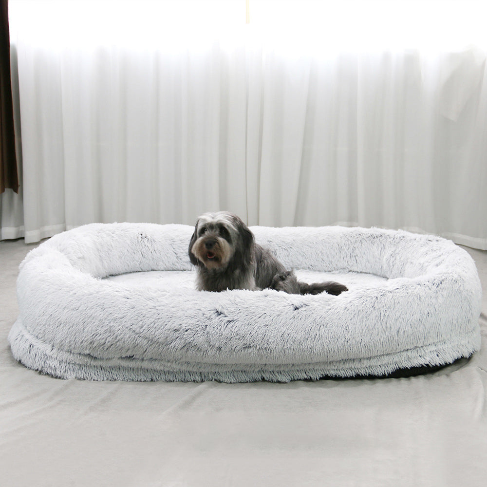 Niche pour chien, chaude en hiver, amovible et lavable, grand tapis en éponge, matelas de couchage pour animaux de compagnie