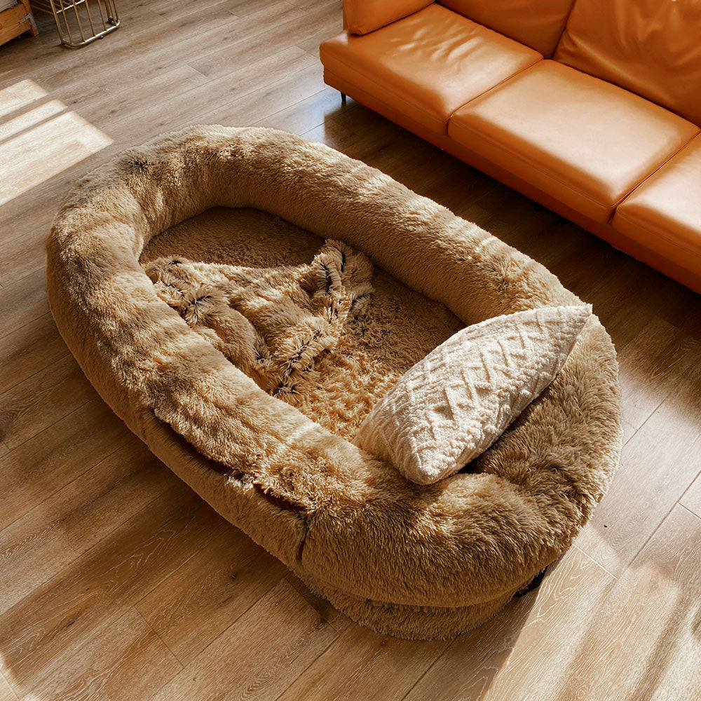 Niche pour chien, chaude en hiver, amovible et lavable, grand tapis en éponge, matelas de couchage pour animaux de compagnie