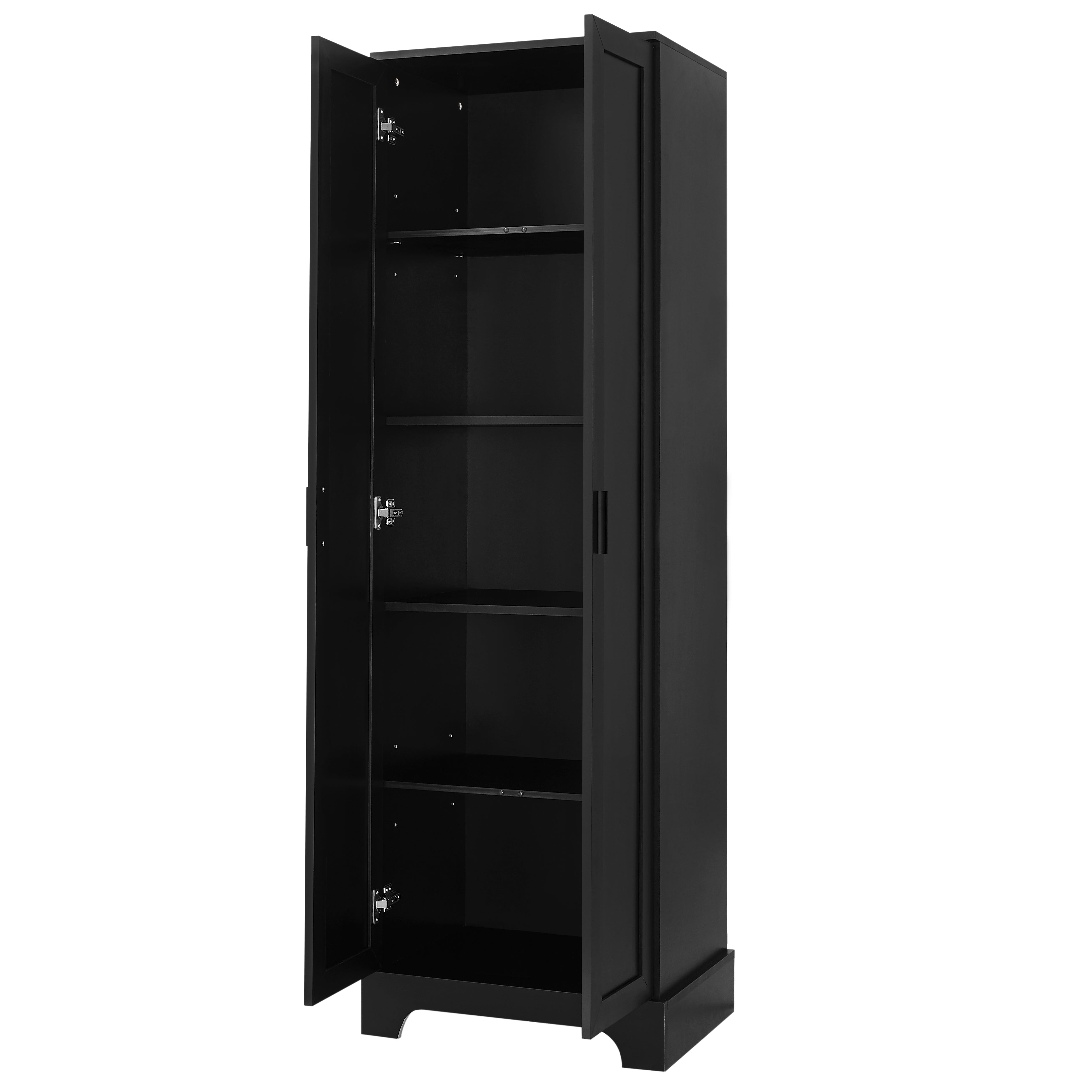 Meuble de rangement à deux portes pour salle de bain et bureau, étagère réglable, panneau MDF, noir