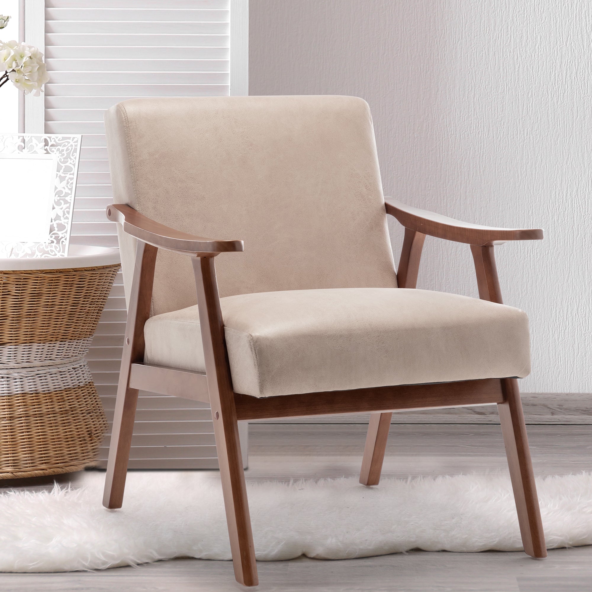 Chaise de salon à cadre en bois massif, chaise d'appoint avec dossier épais, chaise décontractée Indoo