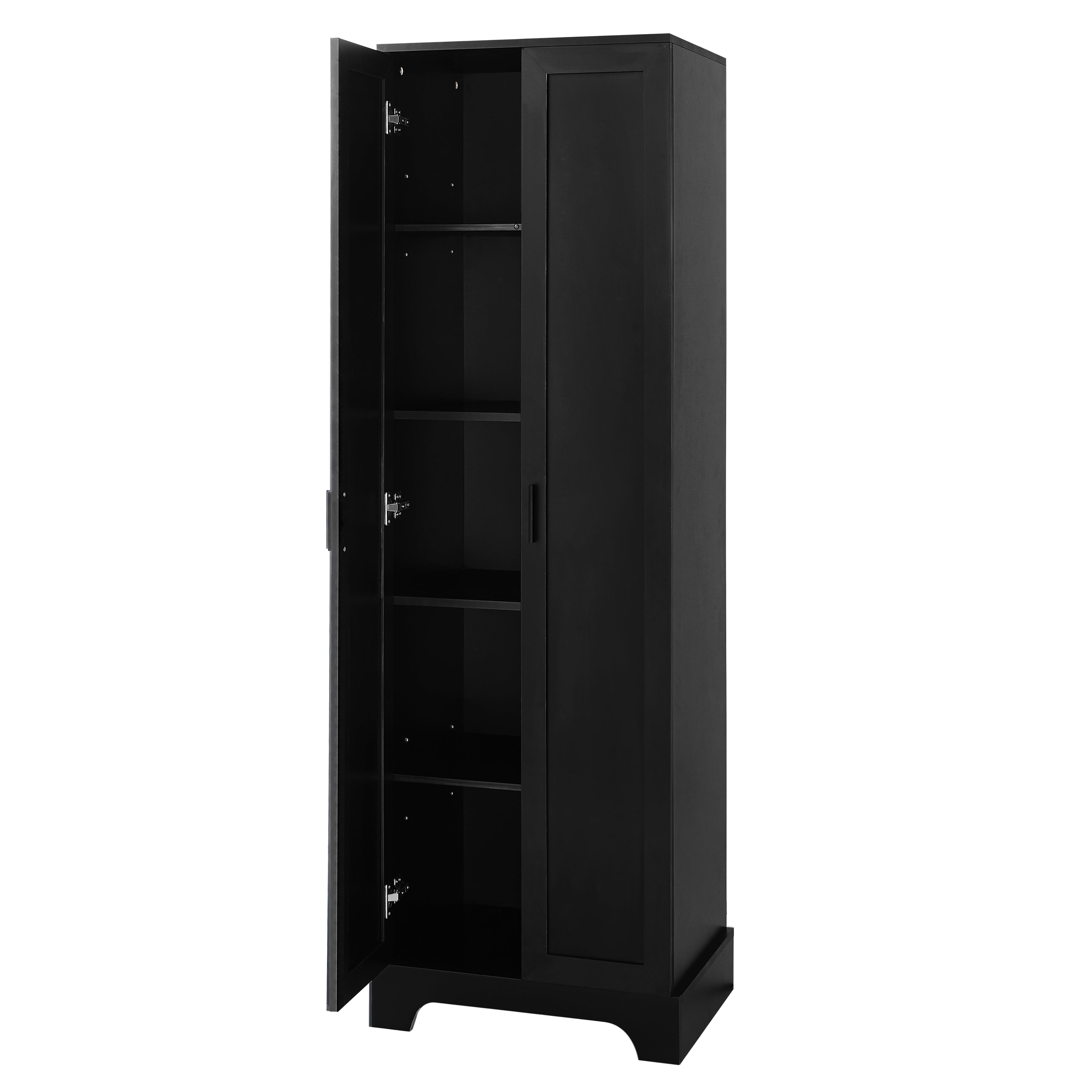 Meuble de rangement à deux portes pour salle de bain et bureau, étagère réglable, panneau MDF, noir