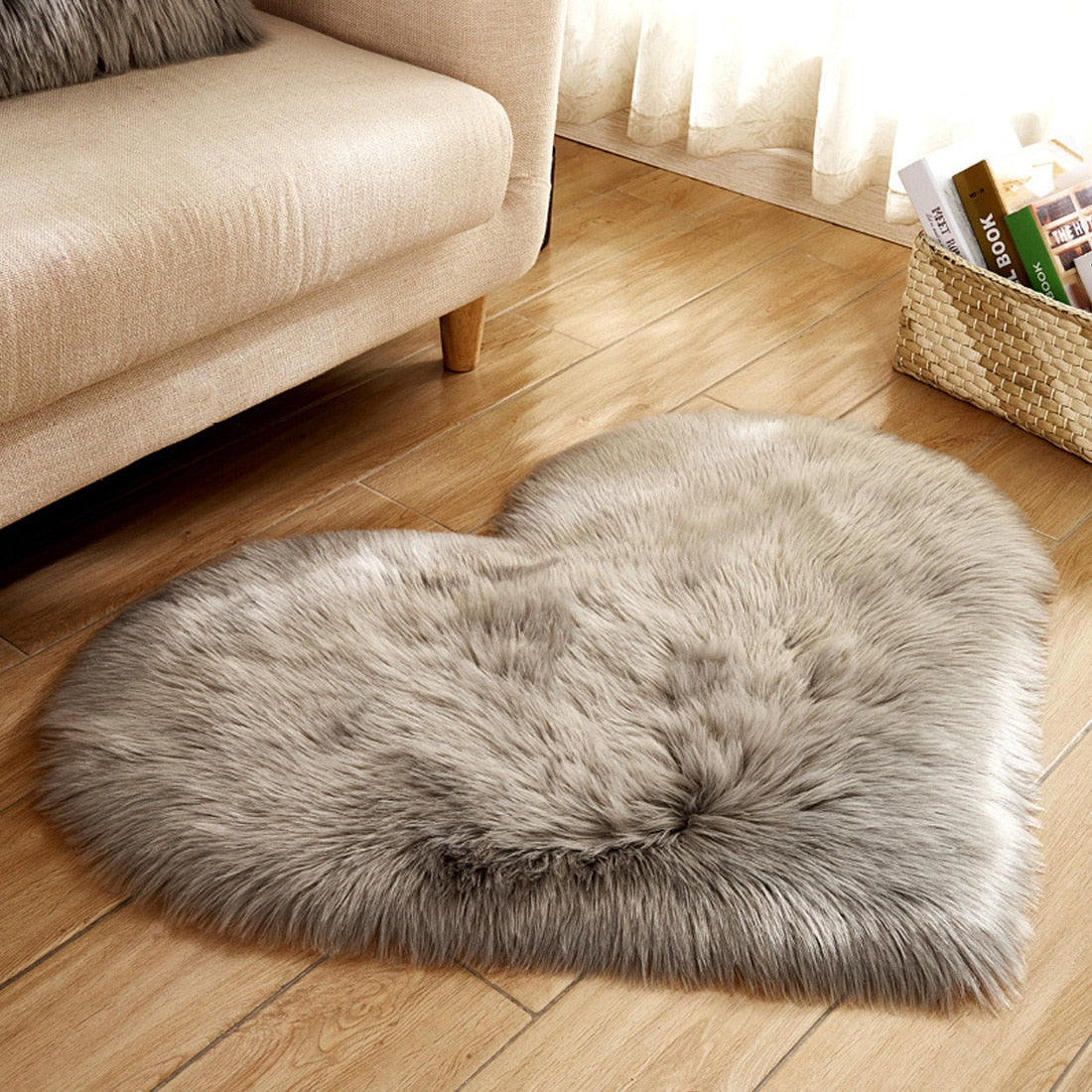 Tapis Love Heart en laine artificielle, tapis de sol en fausse fourrure, tapis de salon doux et moelleux, tapis de chambre à coucher