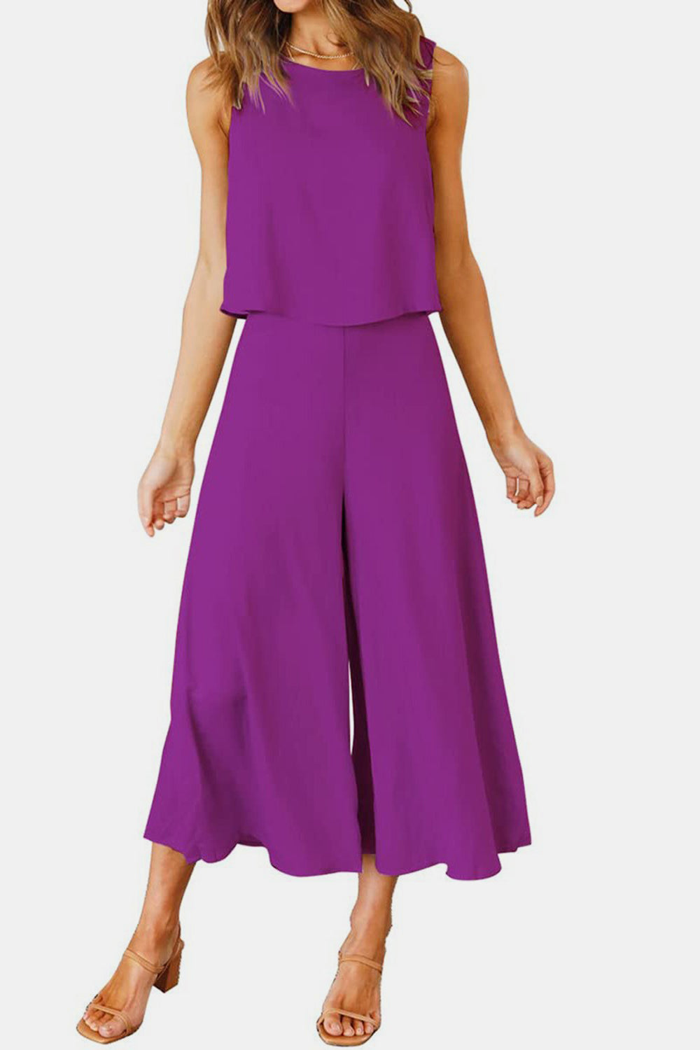 Ensemble haut à col rond et pantalon large