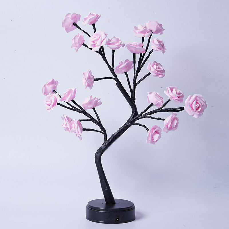 Lampe de table en forme d'arbre à fleurs et de roses, veilleuse féerique, alimentée par USB, idéale pour un mariage, la Saint-Valentin ou Noël.