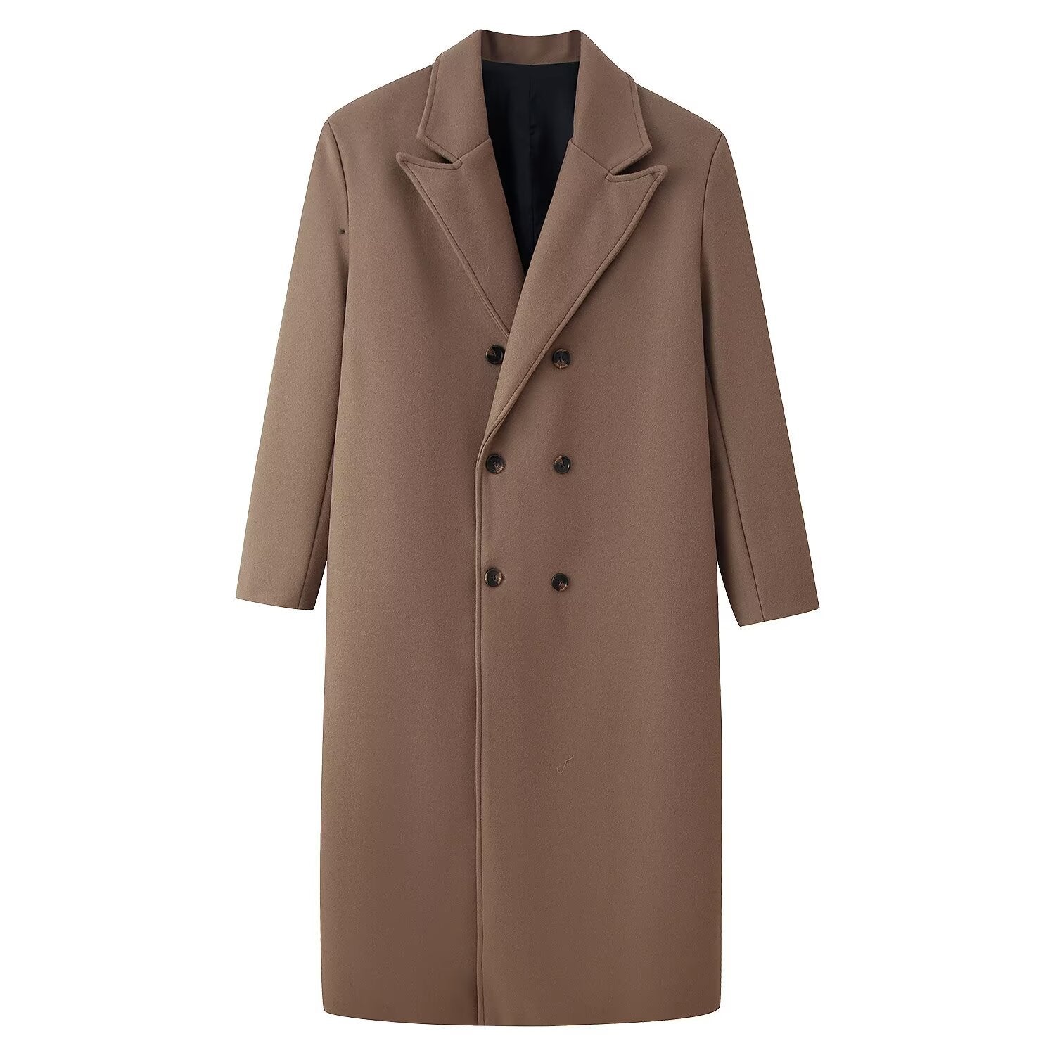 Double breasted long coat woolen jacket