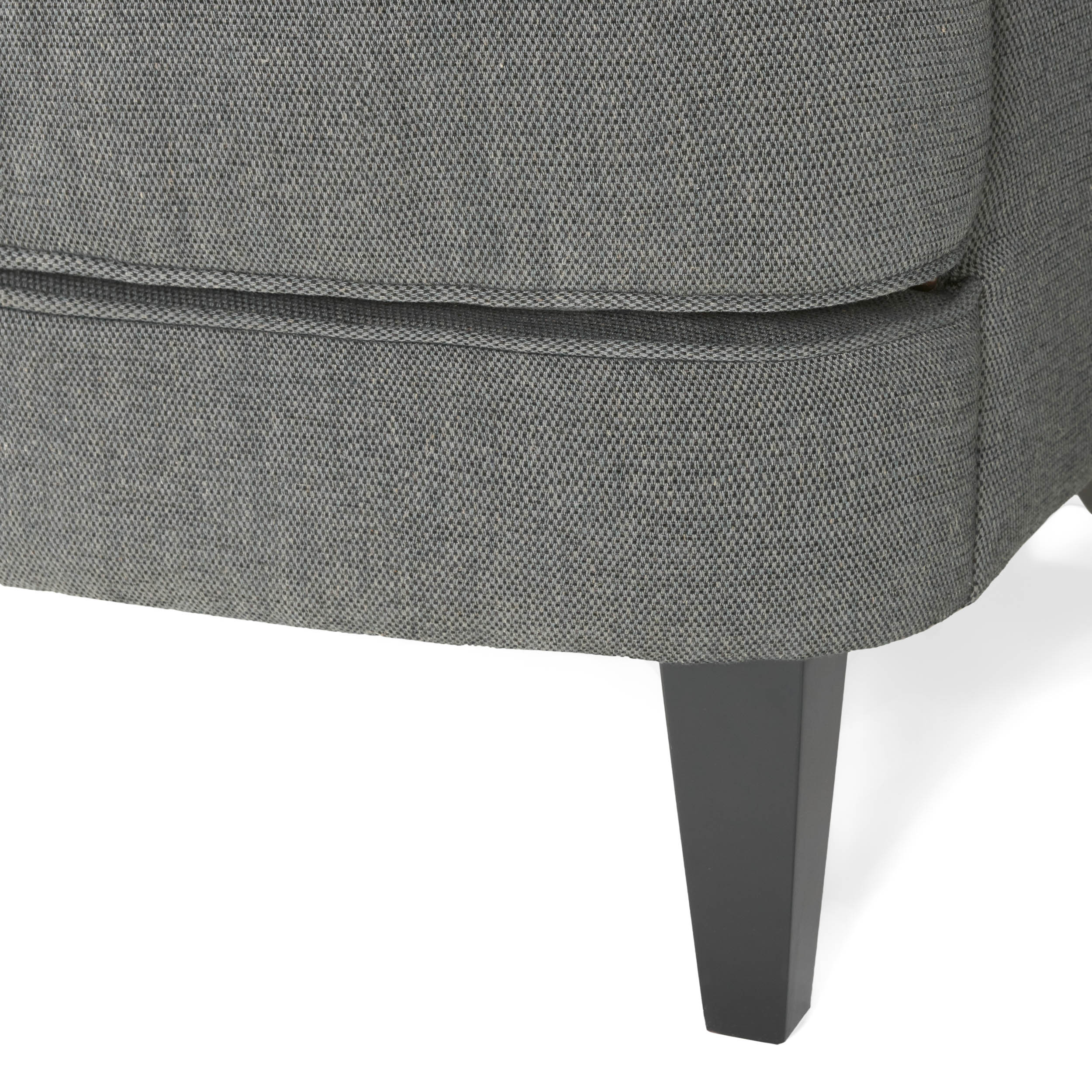 Ensemble de fauteuil club et ottoman en tissu gris moderne, fauteuil rembourré élégant, associé à un style ottoman