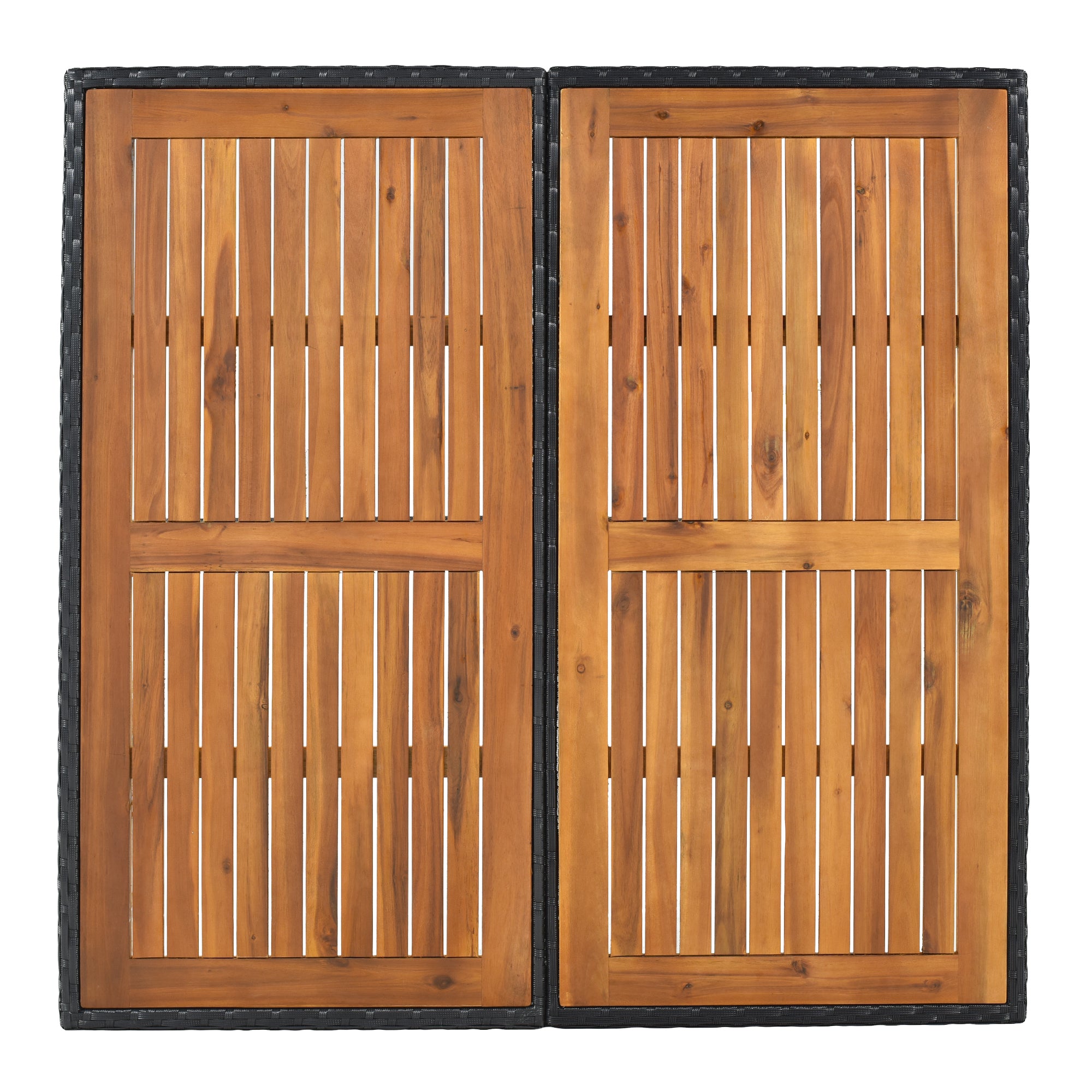 Ensemble de salle à manger TOPMAX Patio en osier PE toutes saisons avec plateau en bois pour 8 personnes, rotin noir et coussin beige (9 pièces)