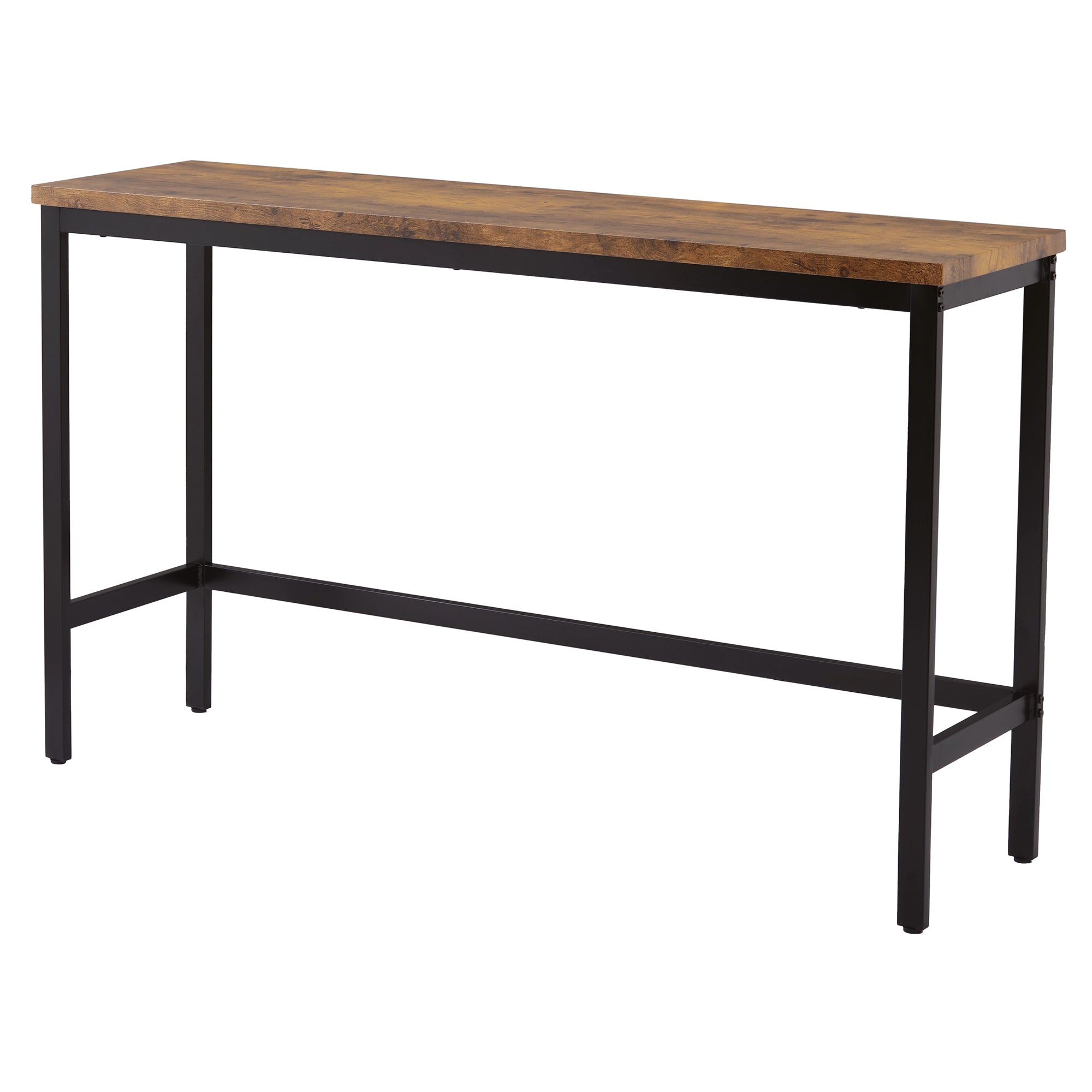 Ensemble de table à manger extra longue à hauteur de comptoir TOPMAX avec 3 tabourets, ensemble de cuisine de pub, table d'appoint avec repose-pieds, marron