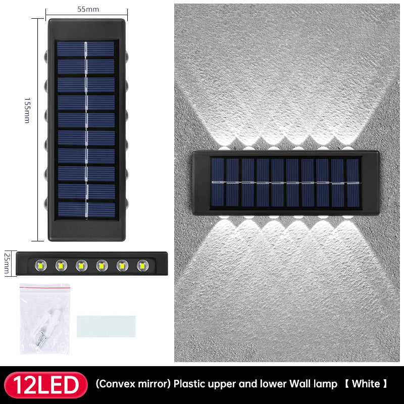 Solar Dual Head Wall Lamp, Outdoor Courtyard Lamp, Waterproof, Outdoor Upper and Lower Emitting Wall Courtyard Lamp