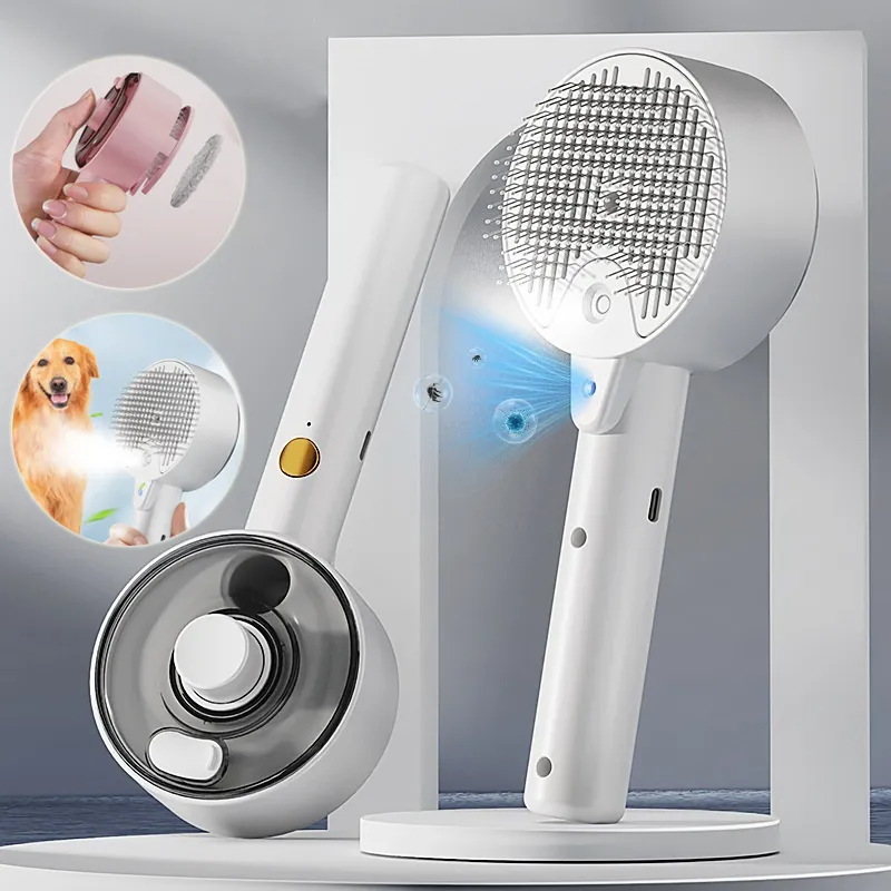 Brosse dépilatoire pour animaux, brosse vapeur pour chiens et chats, brosse autonettoyante pour animaux de compagnie, toilettage, élimine les poils de chat, accessoires pour chiens et chats