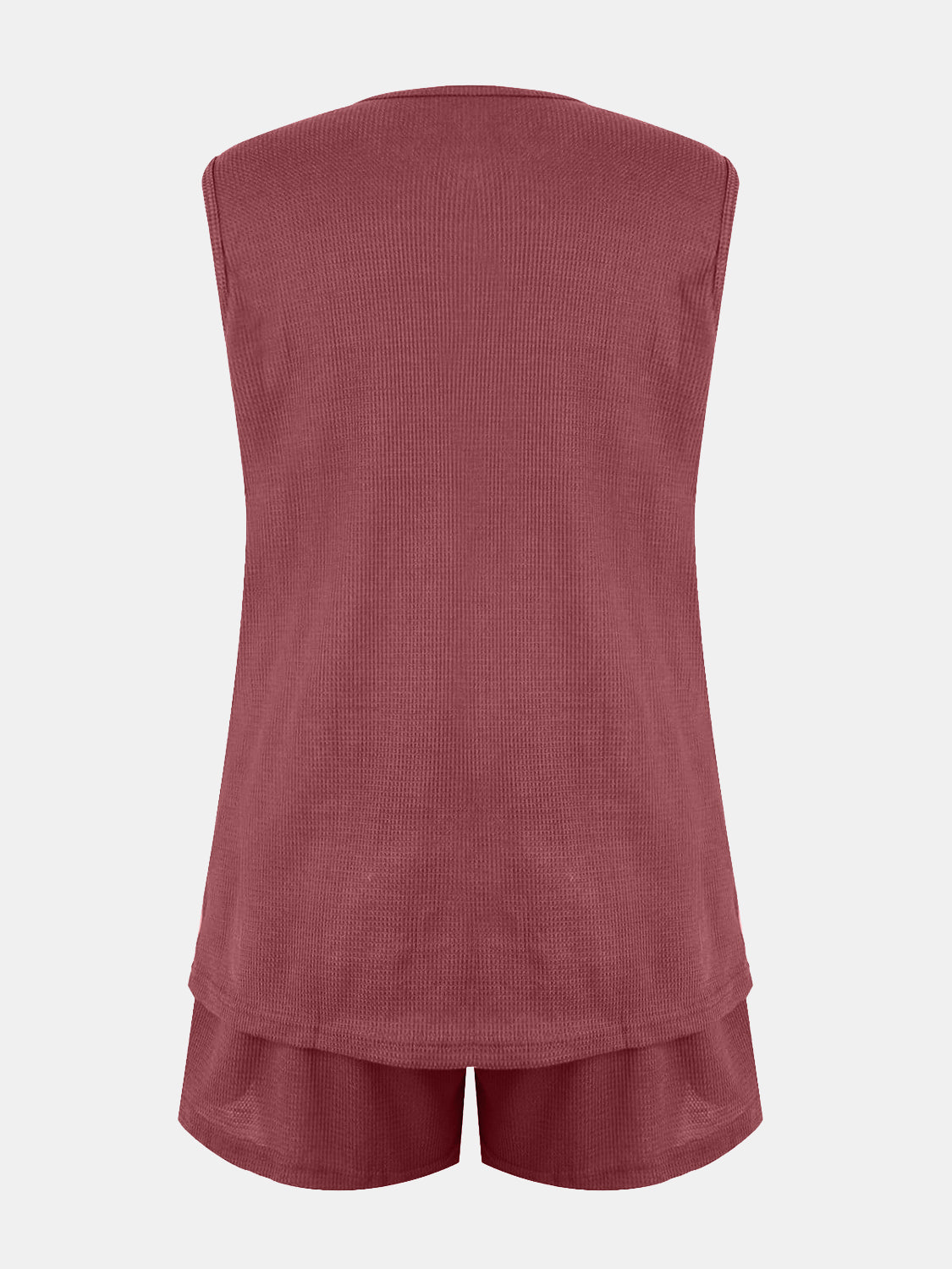 Ensemble haut et short crantés en tricot gaufré pleine grandeur