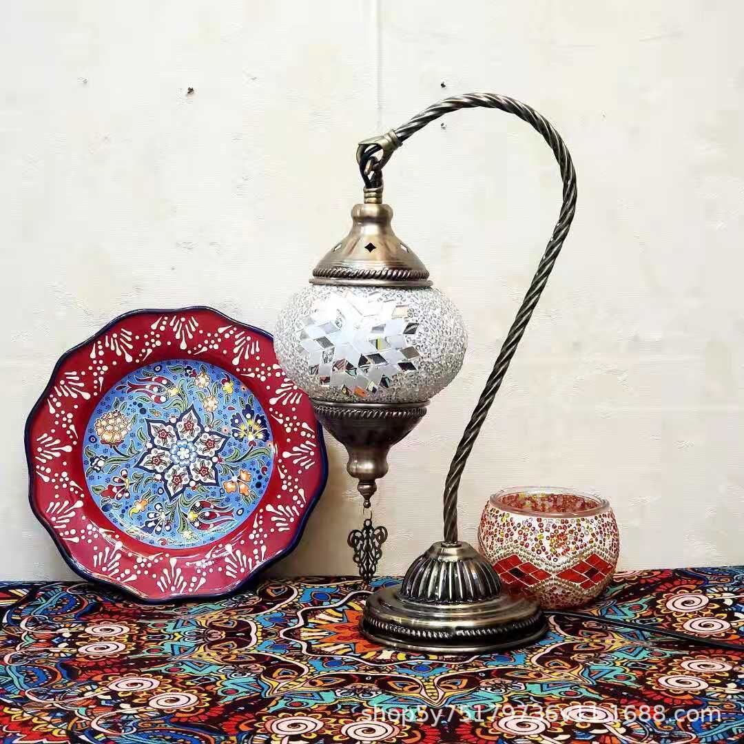 Table de chevet en mosaïque rétro marocaine exotique, coiffeuse Little Swan Cafe, table basse, lampe décorative