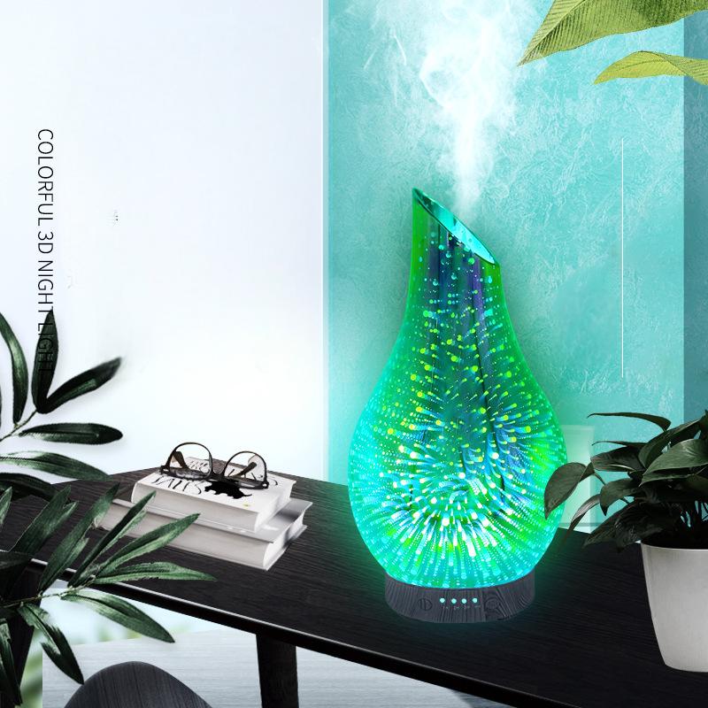 Humidificateur d'aromathérapie 100 ml, veilleuse 3D colorée en verre, diffuseur d'huiles essentielles ultrasonique pour la maison
