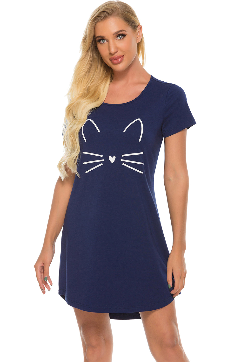 Robe longue à manches courtes et col rond