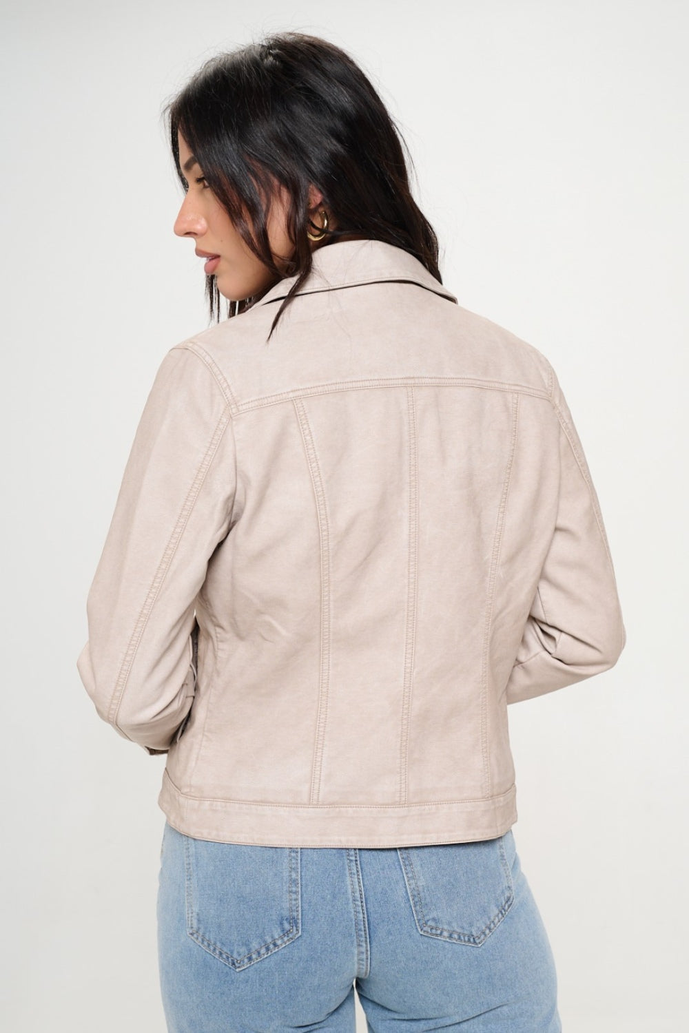 Veste cargo boutonnée en cuir végétalien Coalition LA