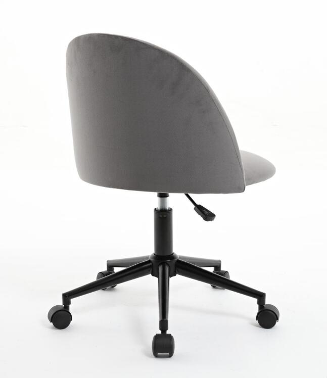 Chaise de bureau en tissu velours, chaise d'ordinateur pivotante réglable à dossier moyen, pieds noirs, chaise de bureau rembourrée avec roulettes