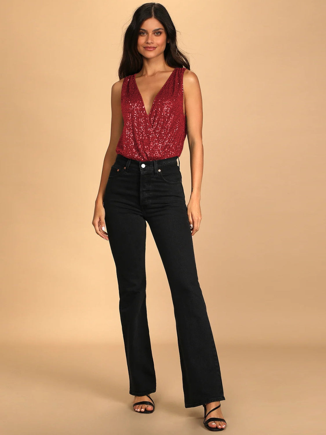 Body sans manches à surplis à paillettes