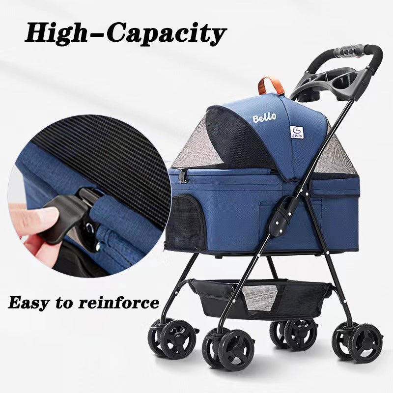 Poussette pour chien et chat, pliable et empilable, idéale pour promener le chien et les chats