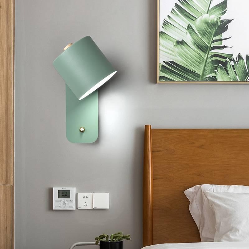Lampe de chevet nordique pour chambre à coucher, lampe murale pour bureau, salle à manger, couloir avec interrupteur, lampe murale macaron LED, lampe murale minimaliste
