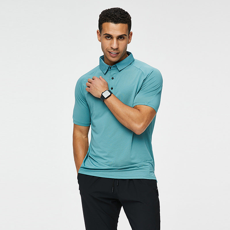 Polo de sport à séchage rapide pour homme, haut d'été à manches courtes et col business, séchage rapide, pour course à pied, fitness, entraînement