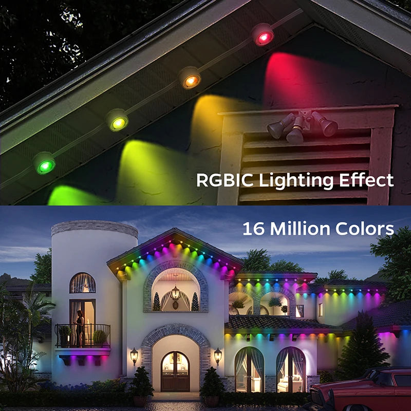 Guirlande lumineuse LED RGB étanche à 60 LED pour extérieur, 30 m, éclairage permanent pour scène, Noël, anniversaire, vacances, fête