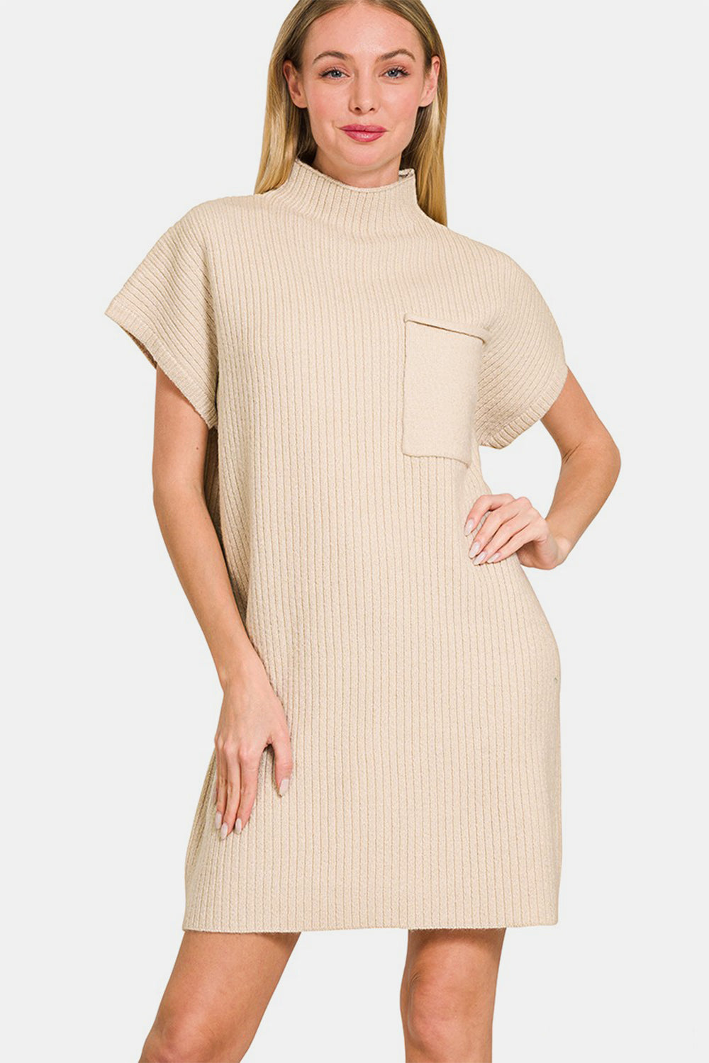 Robe mini-pull à manches courtes Zenana