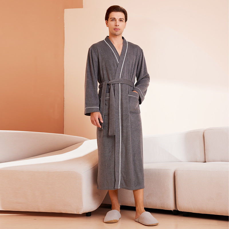 Peignoir homme et femme serviette tissu yukata à manches longues serviette de bain peignoir absorbant séchage rapide style quatre saisons