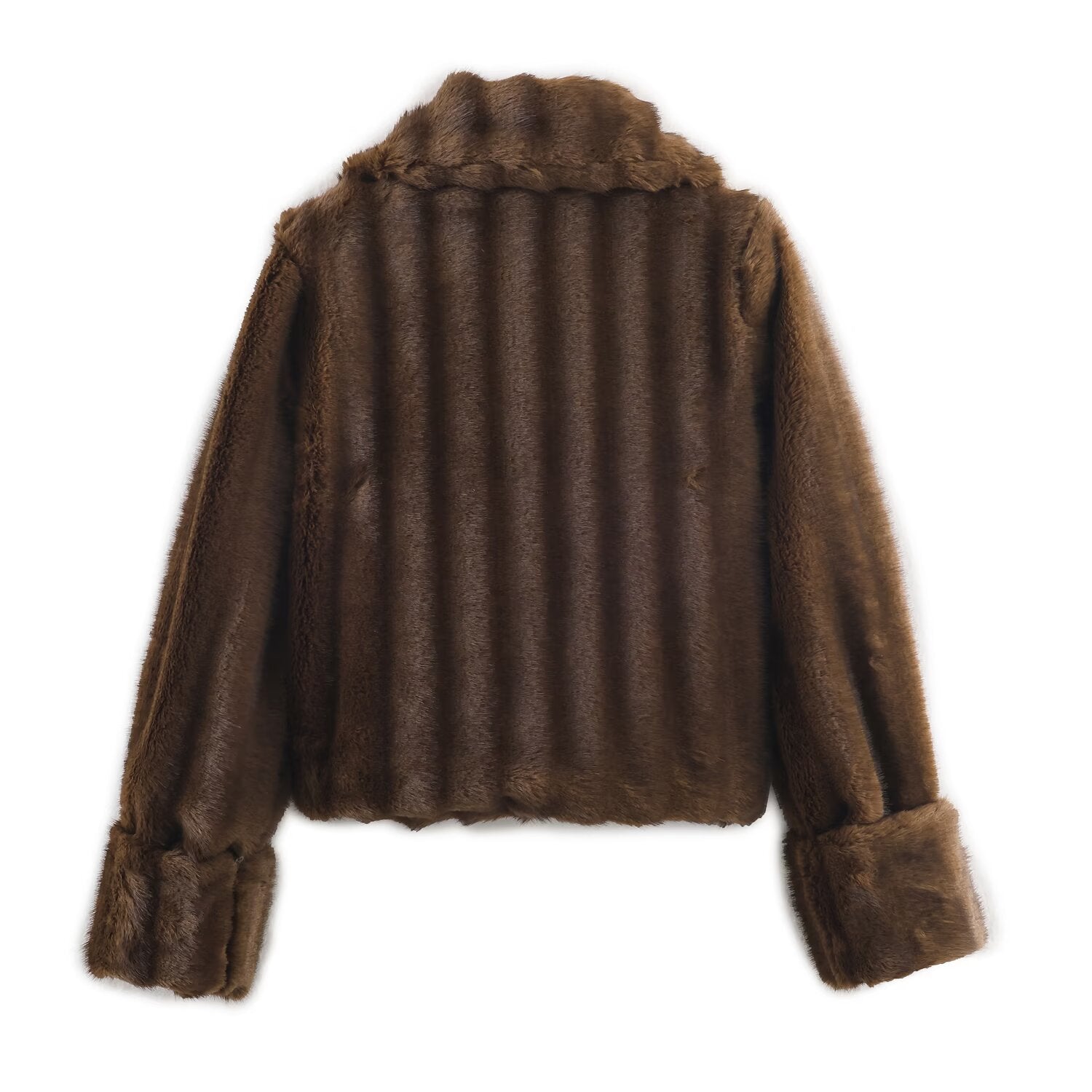 Artificial fur effect short jacket jacket