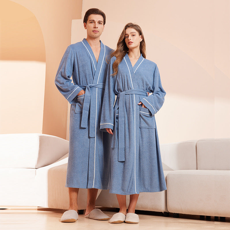 Peignoir homme et femme serviette tissu yukata à manches longues serviette de bain peignoir absorbant séchage rapide style quatre saisons
