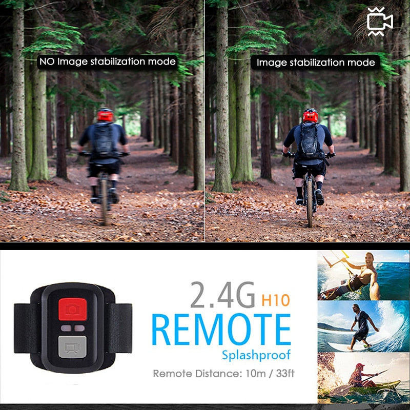 Caméra d'action anti-tremblement H10 EIS Ultra HD 4K / 60 ips WiFi 2.0" 170D sous-marine étanche Cam casque Vedio Go Sport Pro Came