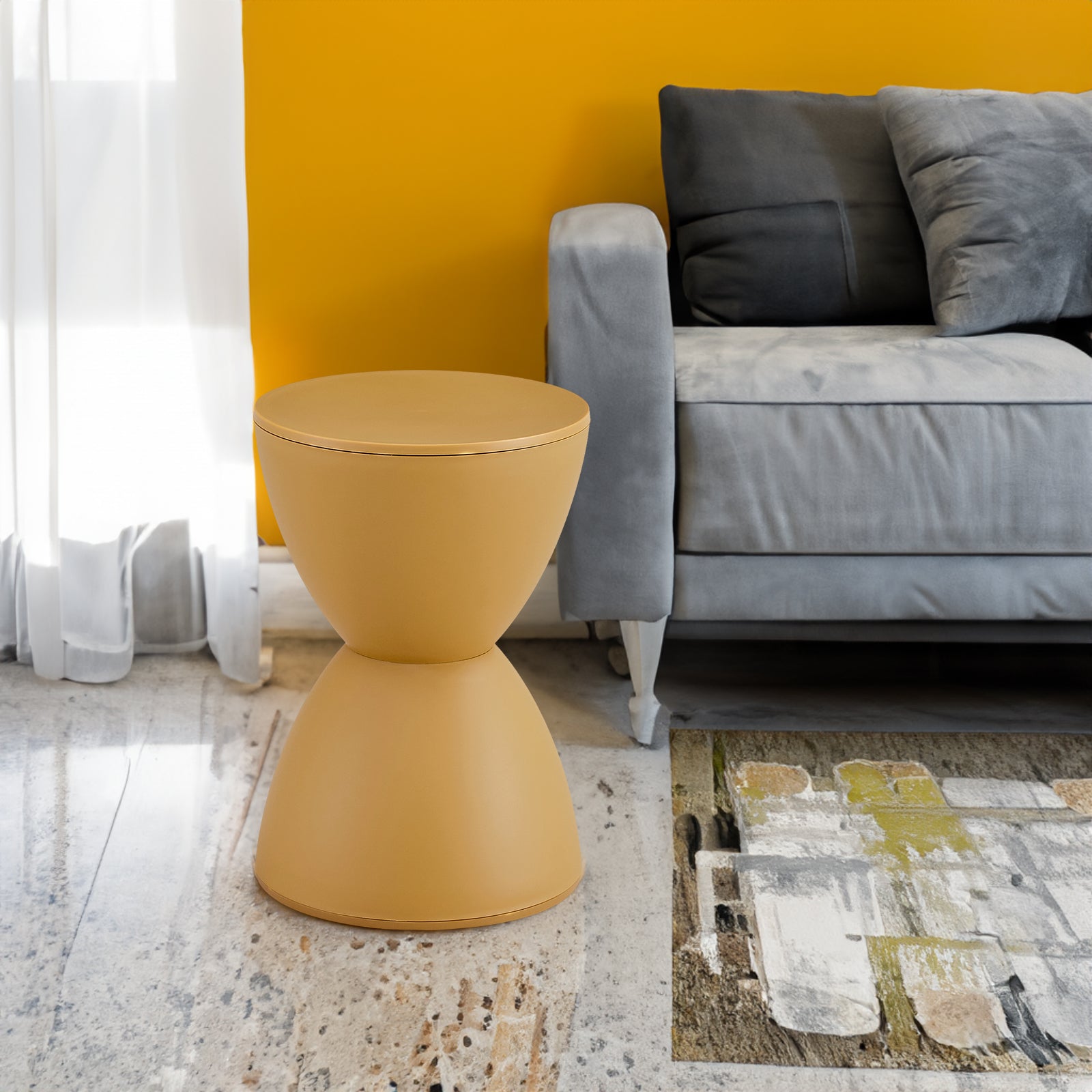 Tabouret de prix en plastique moutarde élégant table d'appoint jaune
