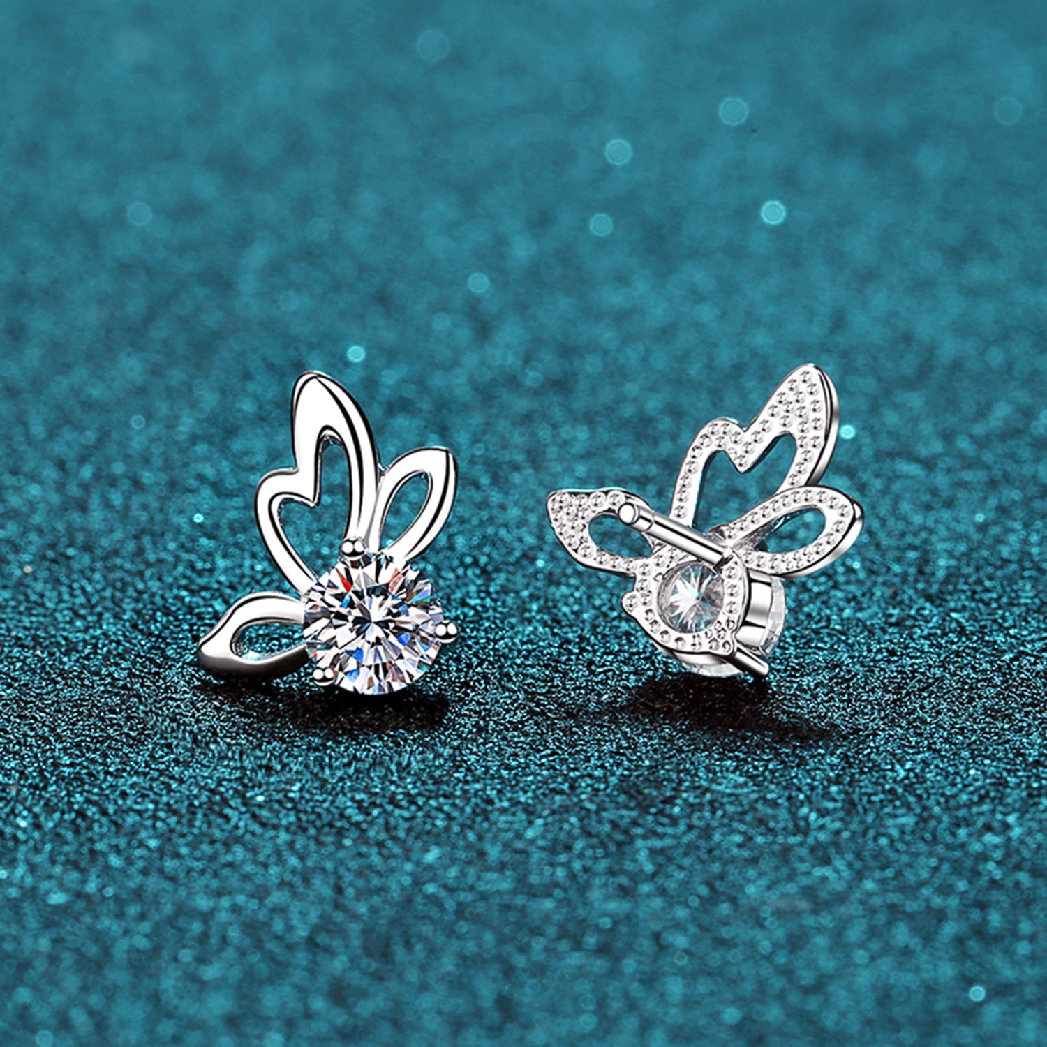 Boucles d'oreilles papillon en moissanite 1 carat