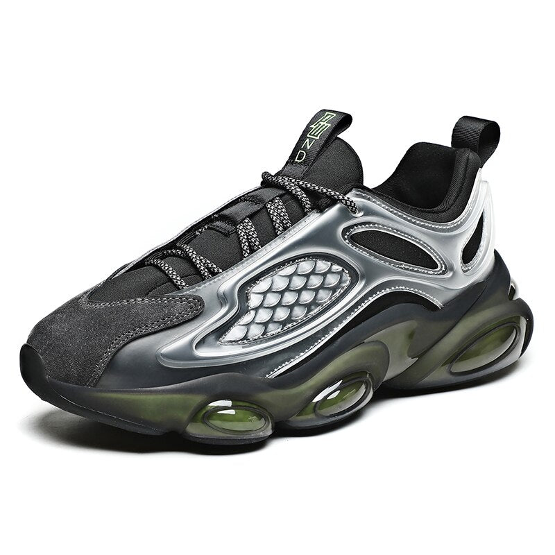 Fashion Mens Thick Bottom Daddy Shoe Breathable Lace Up Round Toe Leisure Sneaker Outdoor Non Slip Comfortable Running Shoes