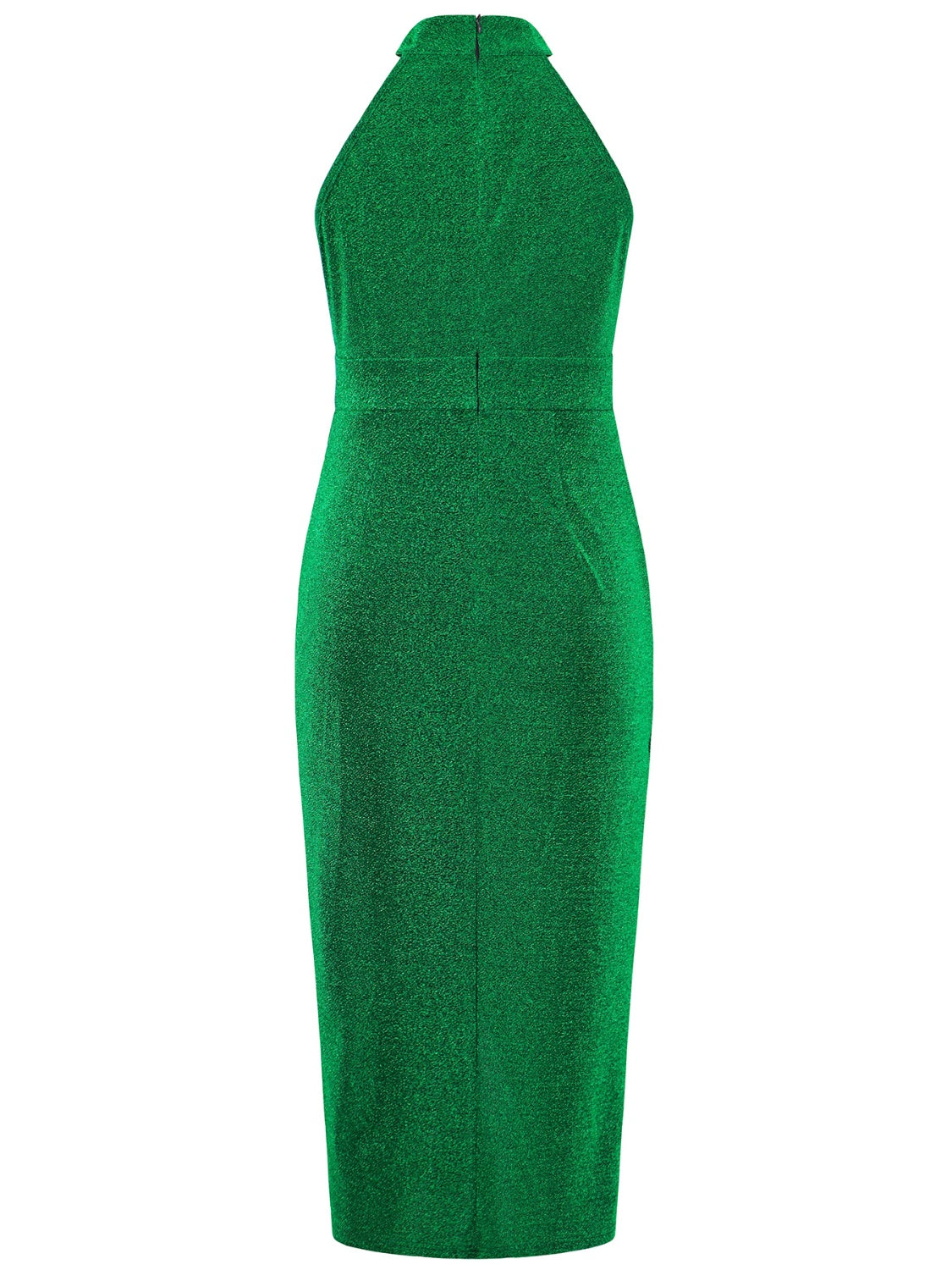 Robe sans manches à col montant et fente froncée