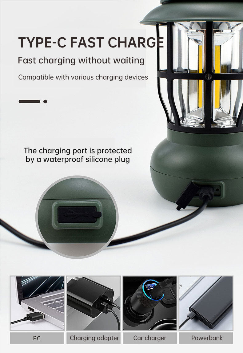 Camping Ligjt Outdoor Ambience Lighting Camping Light Vintage Horse Light Gift USB Charging Tent Camp Lamp