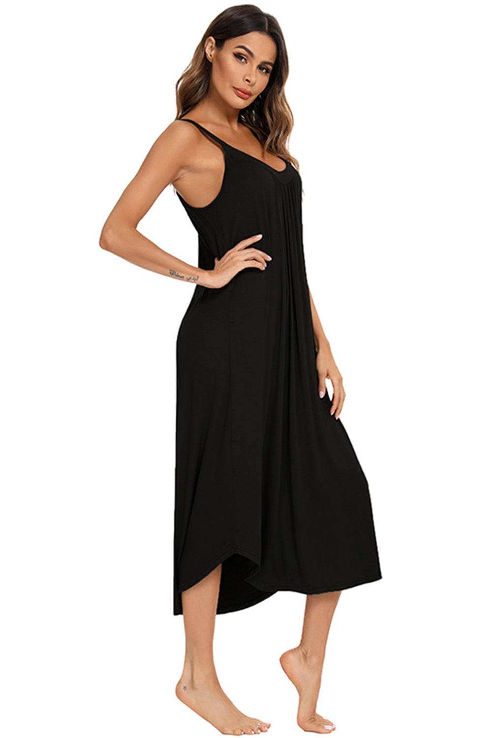 Robe midi décontractée à col en V