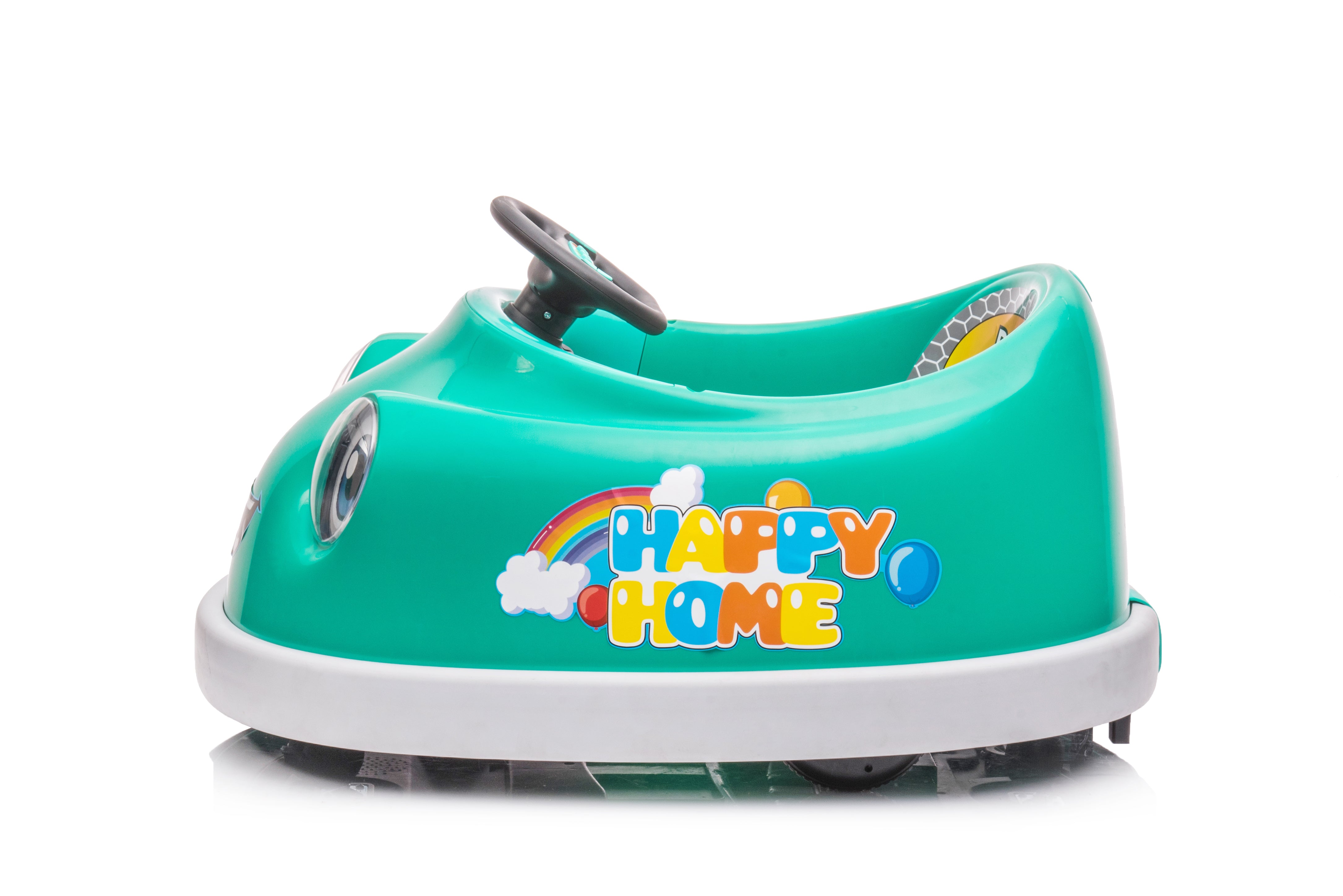 Auto-tamponneuse pour enfants, 12 V, double entraînement, voiture électrique pour enfants de 1 à 6 ans avec tige de poussée, assiette à dîner, musique, cheval à bascule