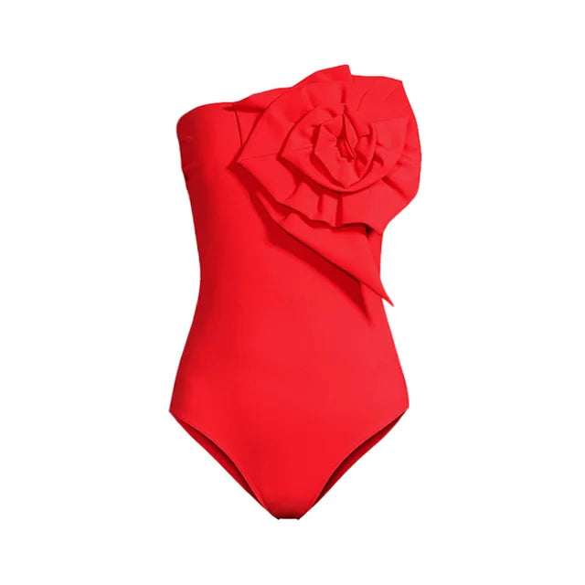 Maillot de bain une pièce à fleurs 3D pour femmes, tenue de vacances