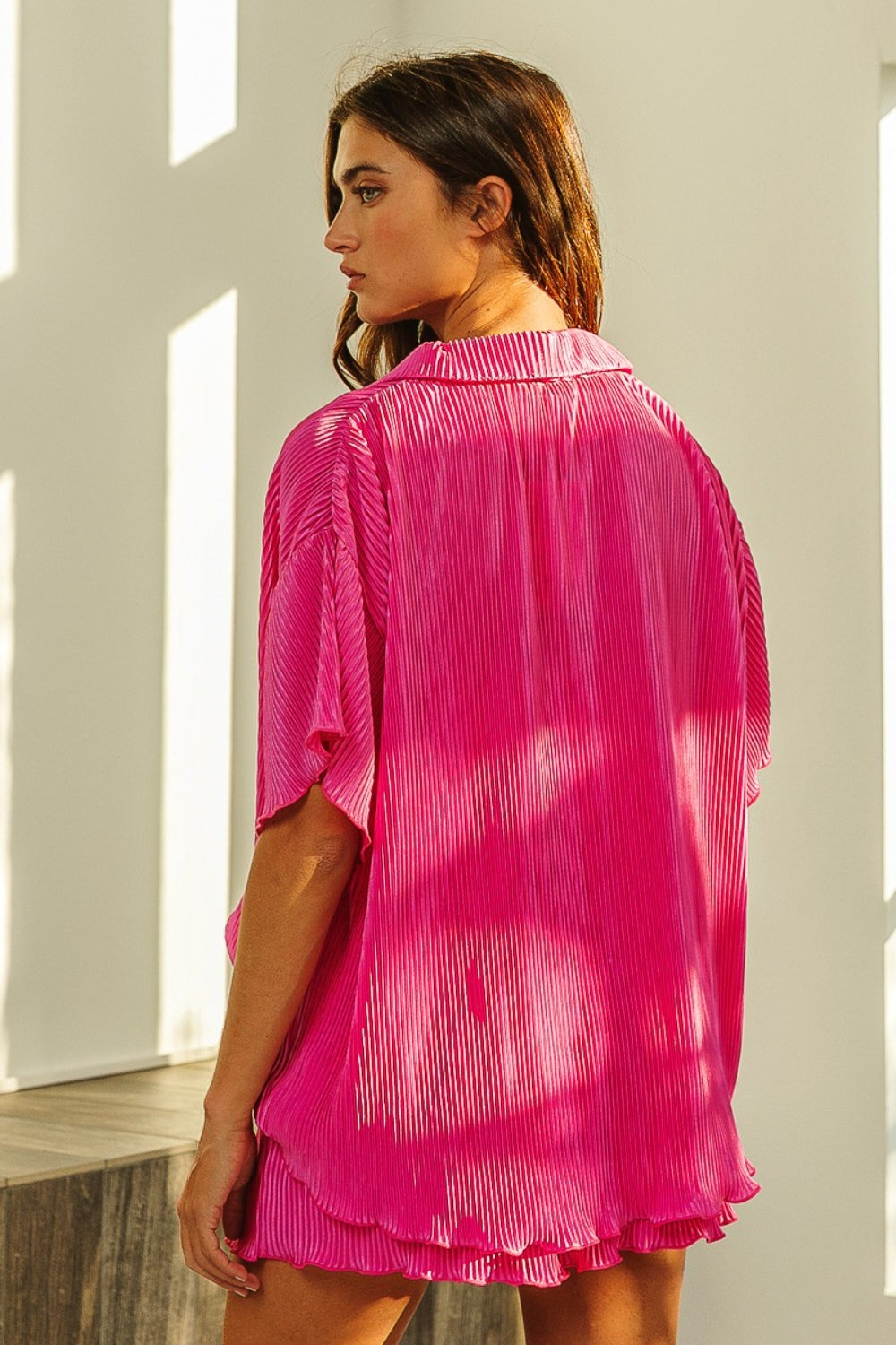 Ensemble chemise à manches courtes plissée et short BiBi