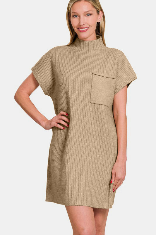 Robe mini-pull à manches courtes Zenana