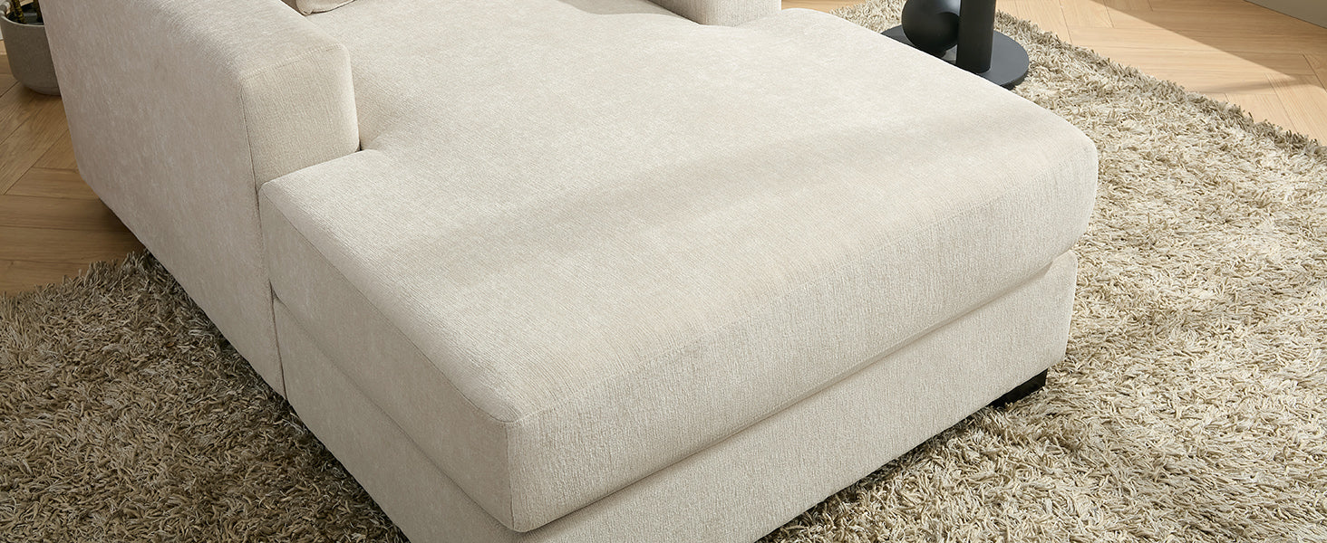 Canapé-lit surdimensionné de 100 cm, style moderne, avec coussins, station de charge et porte-gobelets, tissu chenille, couleur crème