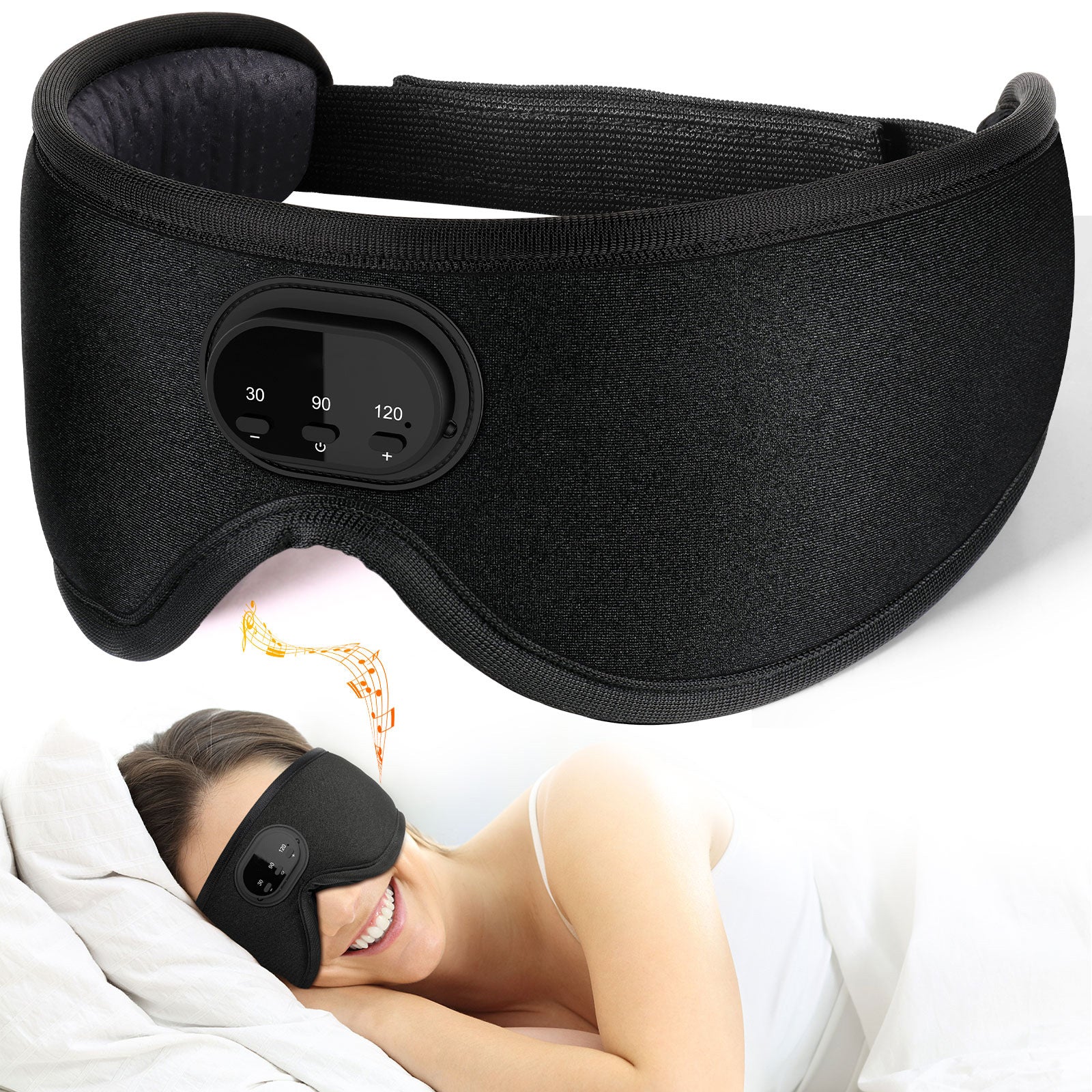 Bluetooth White Noise Milk Silk 3D Eye Socket Full Blackout Breathable Smart Music Sleep Mask