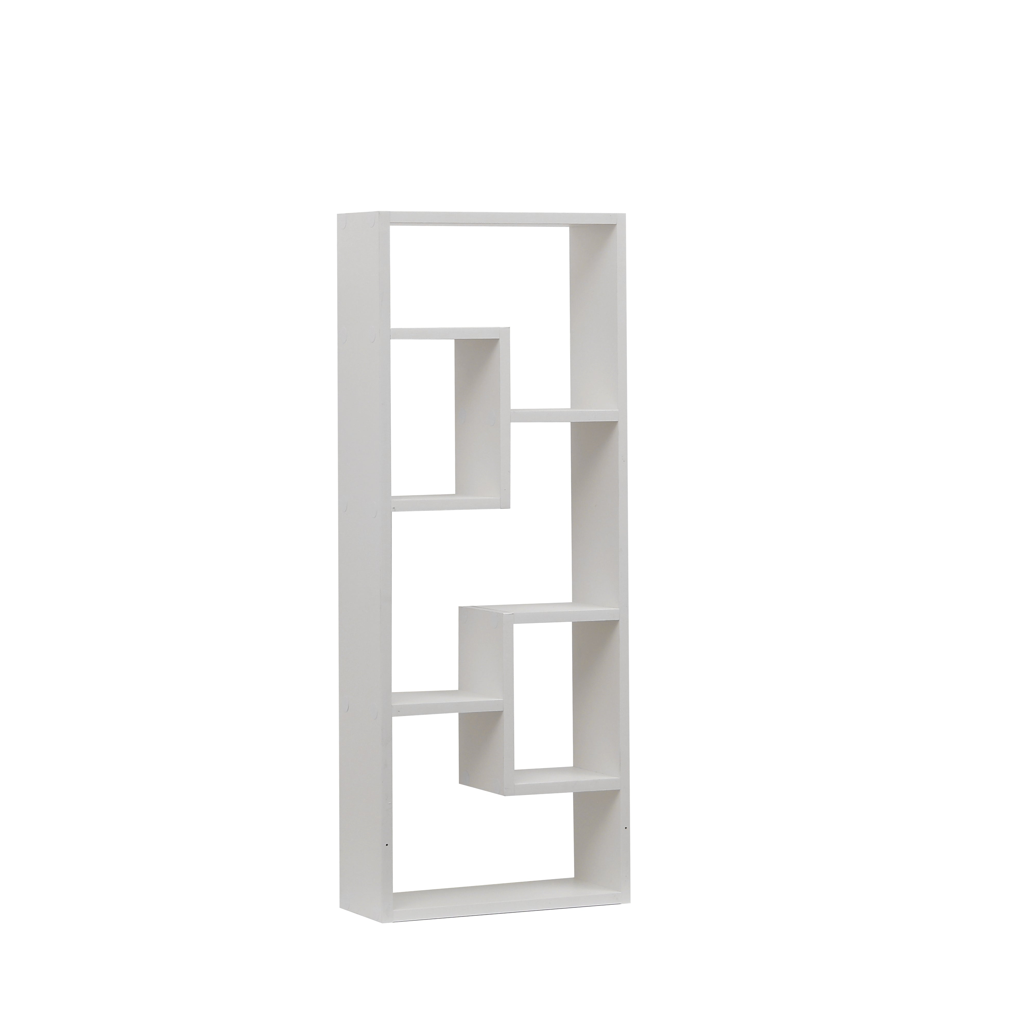 Bibliothèque, bibliothèque ouverte en bois autoportante avec 5 cubes, avec 2 crochets en trou de serrure, rangement rectangulaire décoratif pour bureau à domicile