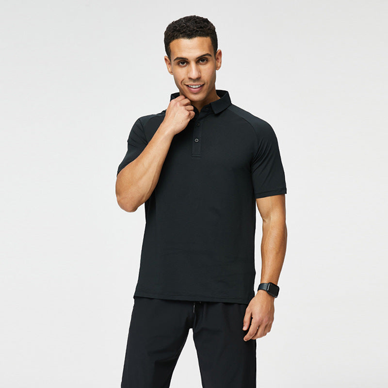 Polo de sport à séchage rapide pour homme, haut d'été à manches courtes et col business, séchage rapide, pour course à pied, fitness, entraînement