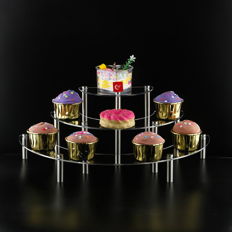 3 Layers Of Acrylic Cake Display Stand Cosmetics Round Dessert Display Stand Cake Stand