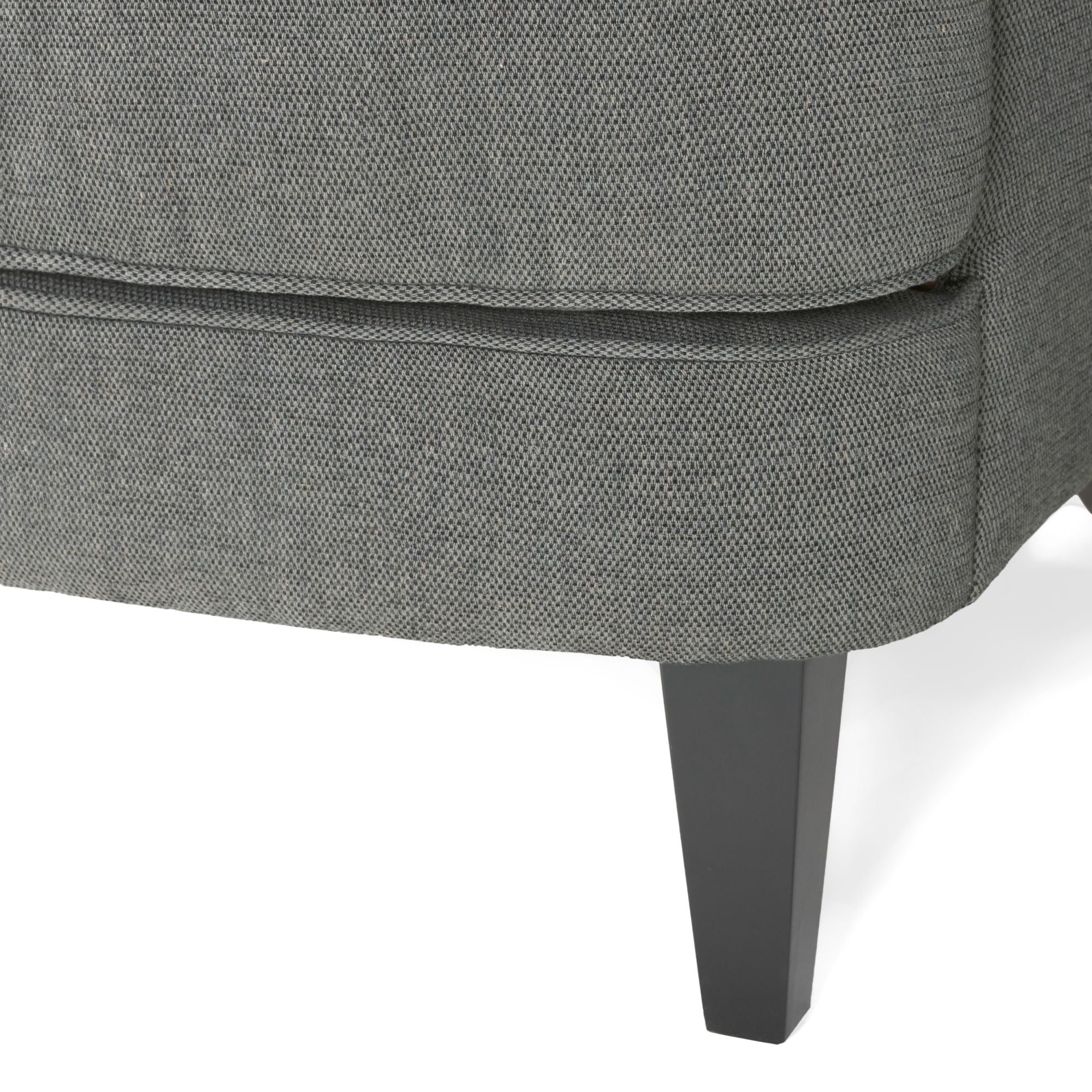 Ensemble de fauteuil club et ottoman en tissu gris moderne, fauteuil rembourré élégant, associé à un style ottoman
